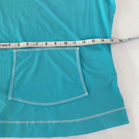 Athleta Summer Shade Rash Guard Top Aqua Blue Short Sleeves Water Sports Beach - Picture 13 of 16